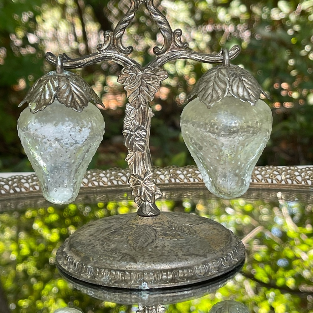 Bronze and crystal salt and pepper shakers